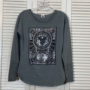 Harley Davidson Long Sleeve Metallic Logo Tee
